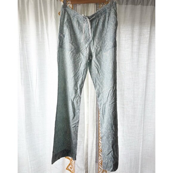 Bella Dahl Breezy Flare Casual Pants (Sz M) Pattern Chambray Pull On Drawstring - Picture 1 of 9